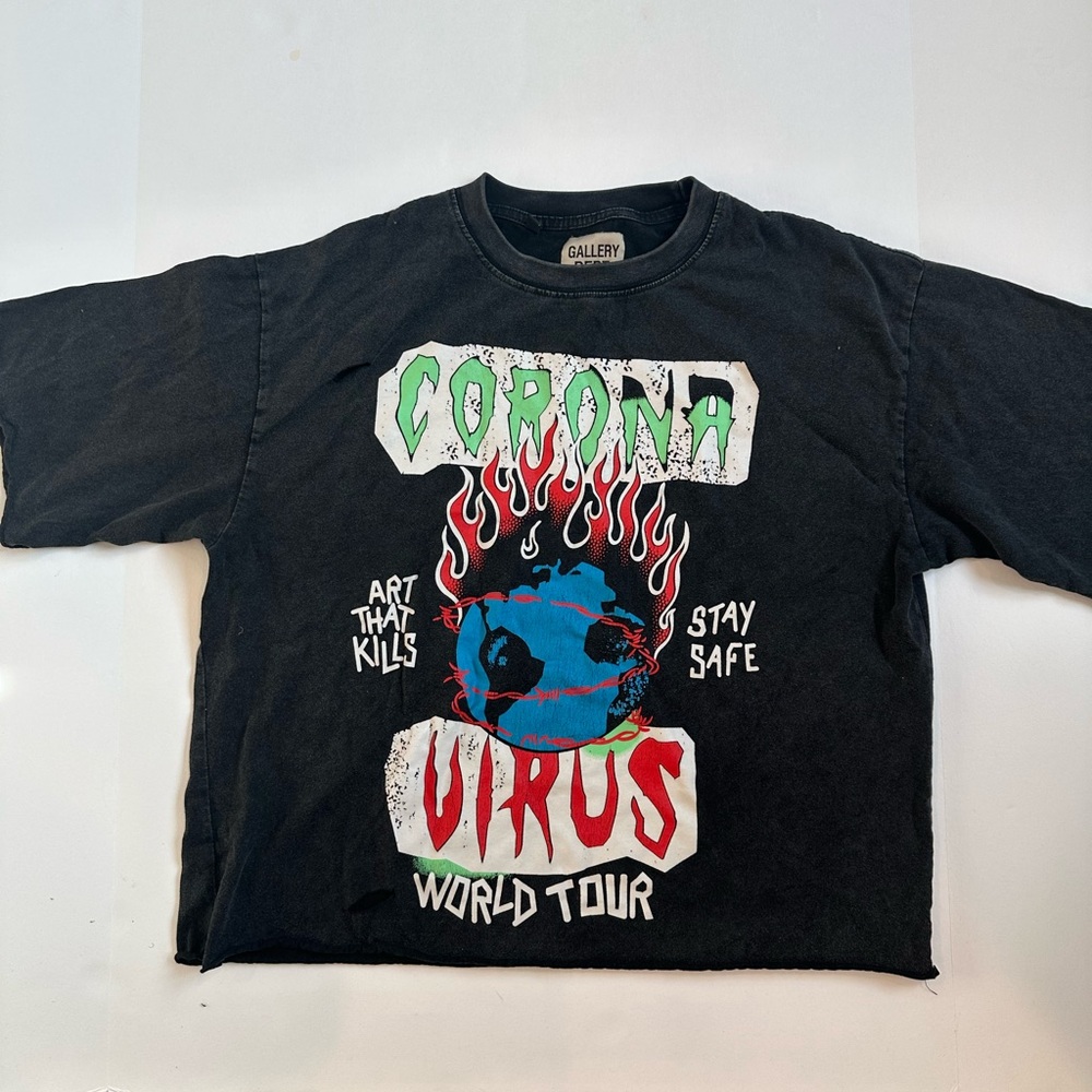 Gallery Dept ATK Corona Virus World Tour Charcoal Distressed T-Shirt Men Size L